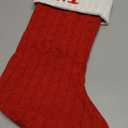 Christmas Stockings with Initials,20 Inches Large Knit Embroidered Letter Red White Christmas Stocking,Monogram Christmas Stocking for Famliy Holiday and Xmas Tree Fireplace (Letter M)