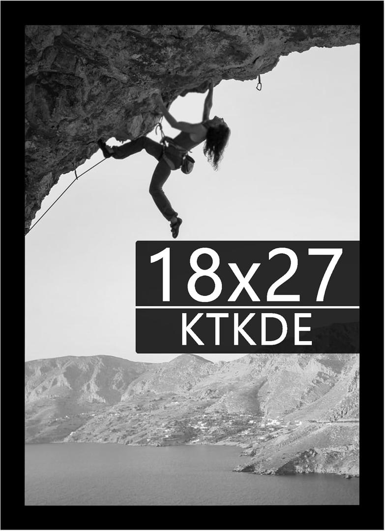 KTKDE 18x27 Picture Frame Black, Poster Frame Wooden, Puzzles Posters Photos or Artwork Photo Frame Vertical & Horizontal Wall Hanging