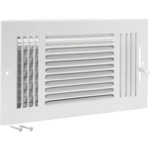 EZ-FLO 12 x 6 Inch (Duct Opening) Air Vent Cover for Wall or Ceiling, Three-Way Ventilation Register, Solid Steel HVAC Register Cover, White, 61615