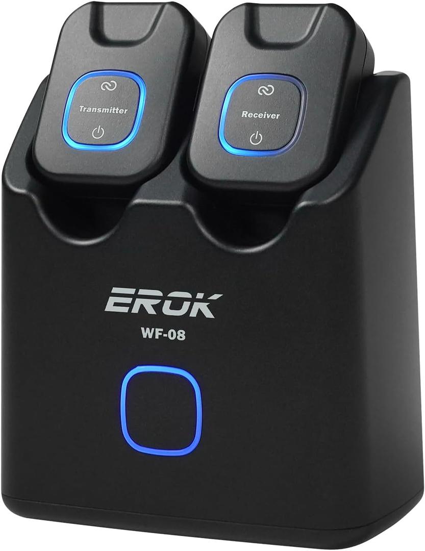 EROK WF-08 5.8GHz Wireless System for Guitar, Bass & Electric Instruments  4.6ms Ultra-Low Latency, 48K/24bit, 30M Range, with Rechargeable Charging Case (WF-08)