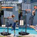 Sweetcrispy Portable Basketball Hoop Outdoor 6.1-10FT Adjustable Height, 44 Inch Shatterproof Backboard/Shock Absorbent Rim, Fillable Base, 2 Wheels for Backyard/Driveway