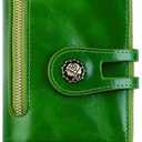 Women's RFID Blocking Wallet Soft Leather Clutch Money Ladies Purse Slim Card Holder Organizer Zip Pocket (3013-Green)