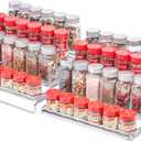 MEIQIHOME 4 Tier Expandable Spice Rack Organizer (11.4 to 22.8 Inch) Step Shelf Spice Storage Holder, for Kitchen Cabinet Countertop Cupboard Pantry, Metal, Chrome