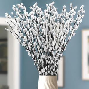 Oning 35 Pcs 16-Inch Real Willow Branches Natural White Snow Willow Branche for Vase fillers, Wedding, Home, Holiday Decoration, Family Party, Hotel Fireplace, Courtyard