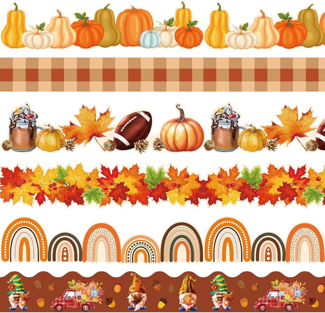Containlol Pumpkin Borders for Bulletin Board, 118 ft Fall Scalloped Bulletin Board Borders Trim for School Classroom Office Chalkboard Whiteboard Poster Wall Decor