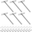 uxcell 6Pcs Floating Shelf Bracket - 6 Inch Wall Mounting Blind Shelf Support - Hidden Bracket for Floating Wood Shelves, Silver (6 Inch, Silver)