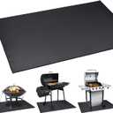 Cvtayn Large Under Grill Mat 60 40 Inch for Outdoor Charcoal, Smokers, Gas Grills, Deck and Patio Protective Mats, Fireproof Grill Pads, Indoor Fireplace Mat Prevents Ember Damage Wood Floor (Black)