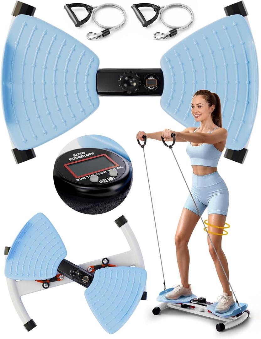 Waist Twister Machine with Smart Digital Counter and Resistance Bands 300 Lbs Capacity, Noiseless Ab Twister Board for Home Exercise, Fitness Equipment Ideal for Women to Burn Belly Fat and Tone Body