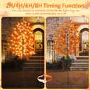 6FT 144LED Maple Tree Light - Thanksgiving Decor Artificial Tree with Pumpkins, Acorns, Remote 8 Flashing Modes, Timing, for Wedding Party Outdoor Fall Decor (Upgraded Silk-Screened Leaves)