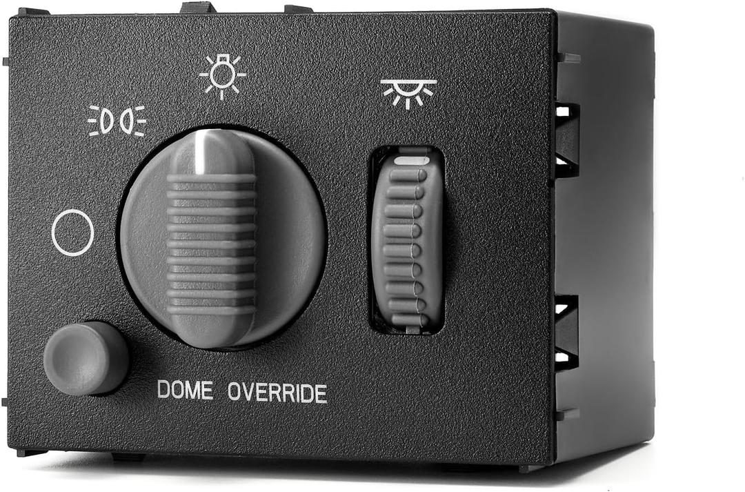 Headlight Dimmer Switch for 1999-2002 Chevy Avalanche Silverado Suburban GMC Sierra Yukon 1500 2500 3500 Tahoe Escalade Instrument Panel Dome Override Light Switch 15755595 15738843 D1534G SW2157