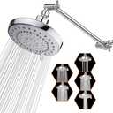 HarJue High Pressure Shower Head with 11 IN Adjustable Arm, Rainfall with Shower Arm-Make Water Flow Down Vertically for Better Bathing Experience(5 In, Chrome)