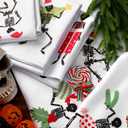 Breling 6pc Gothic Christmas Decor Kitchen Towels Funny Skeleton Dish Hand Towels Winter Xmas Holiday Kitchen Decor Christmas Stuffed Stocking Gift Home Decoration