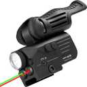 1200 Lumens LED White Flashlight with Dual Laser Sights, Rechargeable Laser Beams with 5 LED Light Modes - Hard Anodized Aluminum for Picatinny Rail Mount, Laser Class IIIA, Less Than 5mW (Red&green)