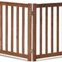 LZRS 4-Panel Wooden Free Standing Foldable Dog Gate Indoor  24" High, Extra Wide Step-Over Safety Pet Gate for Doorways, Stairs, Hallways, Large Spaces & Playpen for Puppies Indoor Use, Oak