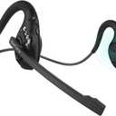 Golvery Open Ear Headphones with Mic, Bluetooth 5.3 Headset with DSP Noise Cancelling Boom Microphone & Mute for Work, 10 Hour Wireless Headset for Meetings (Black)