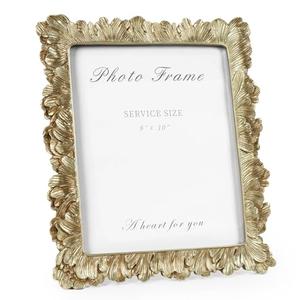 Cuspin 8x10 Picture Frame Vintage Gold Frames, Elegant Photo Frame with Glass Front, Palm Leaves Textured Hand-Crafted Resin Frame for Wall and Tabletop Display Home Decor