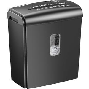 8-Sheet Micro Cut Paper Shredder P-4 High Security for Home Office Use with Handle, Shreds Credit Card/Staple 4 Gallons(Black) Visual Window Wastebasket