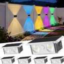 TECKNET Solar Fence Lights, Up Down Lights & 200Wide Lighting, 8 Modes RGB Color Changing, 6 Pack, IP66 Waterproof Dual-Lens LED Decorative Lights for Wall/Garden/Fence/Patio/Backyard (Red, Green, Blue)