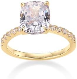 PAVOI 14K Gold Plated Engagement Rings for Women | Promise Wedding Band | 1.25CT Cushion Cut Round Oval Cubic Zirconia Fake Engagement Ring