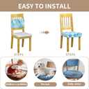 Stretch Dining Chair Seat Covers Set of 2,Dining Chair Slipcovers, Floral Printed Chair Covers,Soft Fabric Washable Upholstered Chair Seat Protector, No Rear Covers for Home Kitchen Dining Room (Light Blue Geometric Circles)