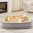 Orthopedic Dog Bed for Medium Dogs Breeds, High Density Egg Crate Foam Dog Sofa Beds, Oval Kennel Bed, Pet Couch Bed with Four Sided Bolster, Removable Washable Cover & Non-Slip Bottom (30"L x 24"W x 6.5"Th, Gray)