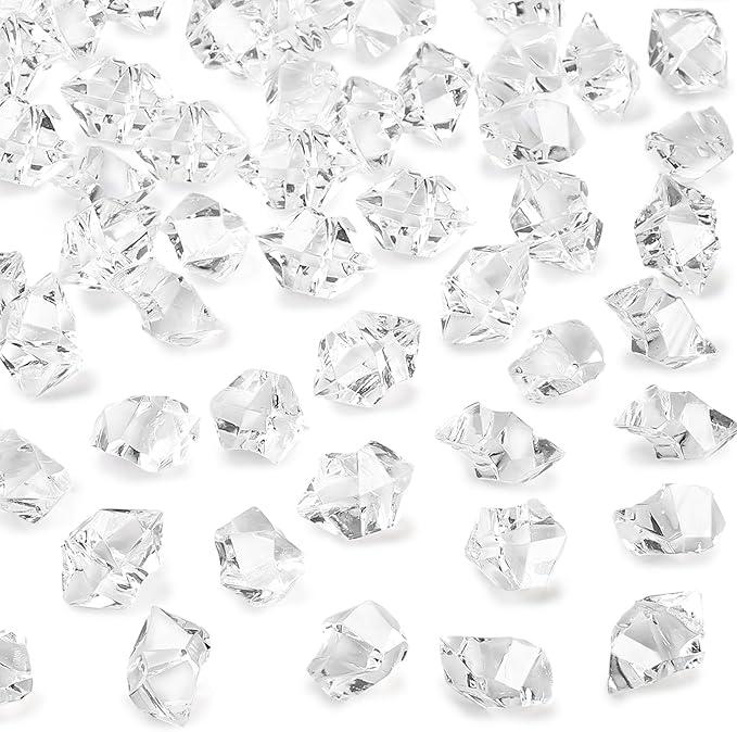 DomeStar Fake Ice, 150PCS Fake Diamonds, Plastic Diamonds Acrylic Rocks Vase Fillers for Centerpieces Wedding Party Table Scatter Food Display