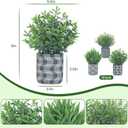 3 Pack Small Fake Plants, Fake Grass Plant, Artificial Boxwood & Rosemary with Geometric Pattern Cement Pots, Small Potted Faux Greenery for Home Decor, Bathroom, Office, Farmhouse Decoration