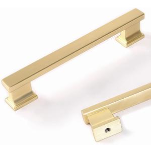 COTYKILEY 7 Pack 5 Inch(128mm) Brushed Brass Cabinet Handles Gold Kitchen Cabinet Pulls Cabinet Door Handles Kitchen Cabinet Hardware Cupboard Drawer Pulls Dresser Handles