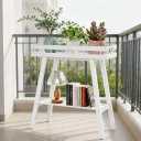 BAMBANG Bamboo Plant Stand Indoor, 2 Tier Small Plant Table, Tall Plant Stand for Indoor Plants, Window Sill Plant Shelf, Flower Pot Holder Plant Bench Plant Rack for Living Room, White