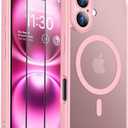 SPIDERCASE Designed for iPhone 16 Case, Magnetic Translucent [2+Full Coverage Tempered Glass Screen Protector] [Full Camera Protection] Anti-Fingerprint Anti-Scratch for iPhone 16 6.1”, Pink