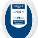Mayfair Linden Slow Close Toilet Seat, Non Slip Heavy Duty Wood, Easy Install, Round, White