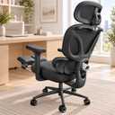 Mimoglad Ergonomic Office Chair with Footrest, Mesh Desk Chair with 3-Way Adjustable Lumbar Support, Reclining High Back, 3D Headrest and Armrests, 350 lb Capacity, B-black