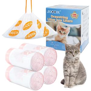 120pcs Cat Litter Box Liners, Drawstring Receptacles Bags Thickened Waste Bag Fit For MeoWant MWSC01/MWSC02 /MWLR01/MWLB02 Automatic Cat Litter Box, 6 pcs