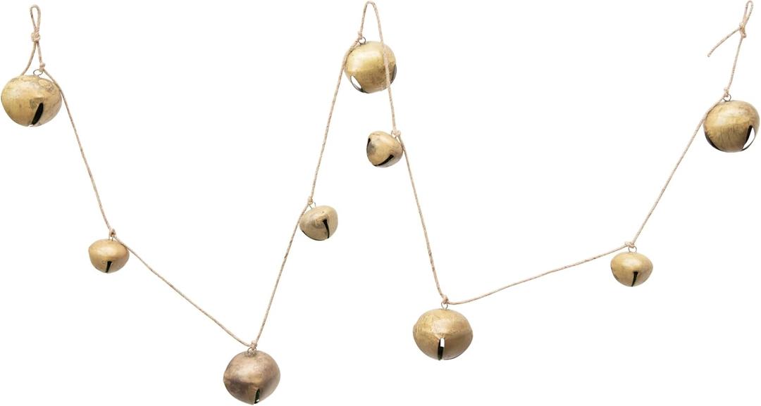 Creative Co-Op 76" L Metal Jingle Bell Garland, Gold Finish