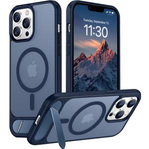 Temdan Magnetic Compatible with iPhone 13 Pro Case, [Built-in Invisible Kickstand][Compatible with MagSafe] [Military Grade Shockproof] Slim Translucent Matte Phone Case for iPhone 13 Pro 6.1" (Blue)