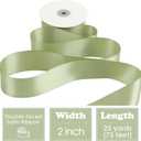 HUIHUANG Sage Green Satin Ribbon - 25 Yards/Roll for Flower Bouquets, Wedding Invitations, Gift Wrapping, Holiday Decor, Hair Bows