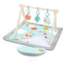 Bright Starts Disney Winnie The Pooh Once Upon a Tummy Time Baby Play Mat with Wooden Toy Bar, Tummy Time Mat and Play Gym, Sensory Toys, Blue, Newborn