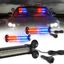 Emergency LED Strobe Traffic Advisor Lights Bar, Car Windshield Hazard Safety Warning Directional Flashing light w/Suction Cups Split Mount for Vehicle Trucks Volunteer, 2x12inch, Red Blue