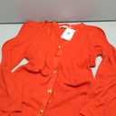 Wenrine Womens Puff Long Sleeve Sweater Dress Casual Button Down V Neck Ribbed Knit A Line Party Fall Mini Dresses Size L