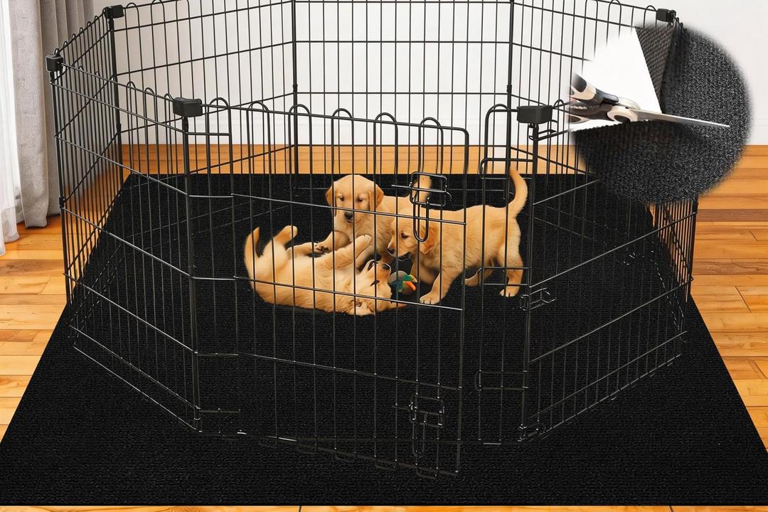 Huge Dog Playpen Mat, 60 in x74 in Dog Crate Mat Extra Large Reusable Puppy Training Pads for Under Crate Cages, Reusable Washable Waterproof Non-Slip Dogs Playpen Mats Pad for Floor Kennel Black