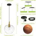 Glass Pendant Lights Kitchen Island, 9.45'' Black Gold Pendant Lighting Fixtures, Modern Hanging Ceiling Light with Clear Glass Shade for Farmhouse Dining Room Bedroom Hallway(1 Pack)