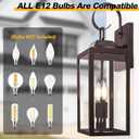 19" Oil Rubbed Bronze Outdoor Wall Lantern 2-Light, Large Outside Modern Sconce Light Fixture, Brown Porch Light Wall Mount with Glass, Waterproof Farmhouse Exterior Lamp Lighting, 2 Pack