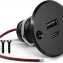 12V RV USB Outlet DC 12-24V QC & PD Charging Port 24W High-Speed Charging Socket, Flush Mount USB Fast Aluminum Charger for Camper Car Boat Truck Drill Hole 7/8-inch (Screw Mount)