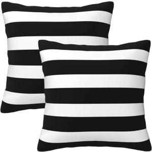 Stripe Black and White Farmhouse Throw Pillow Covers 18x18 in Pillow Case Soft Outdoor Pillow case Cushion Covers Set of 2 for Sofa Bed Bedroom Car Chair Living Room Home Decorative