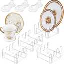8 Pcs Acrylic Dinnerware Display Stand - 4 Pcs 3 Tiers Acrylic China Plate Display Easel Holder for Cabinet Home Supplies