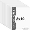 25 Pack Backing Boards Only - 8x10 Uncut White Mats Matboards, Acid Free Backerboards for Art Prints, Ideal for Photos/Pictures/Prints/Frames/Arts