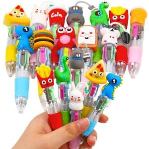 CZWZ 12Pcs Mini Multicolor Pens in One 4-in-1 Cute Pens Bulk, Fun Kawaii Ballpoint Pens for Birthdays and Party Favors Gifts Teacher School Supplies
