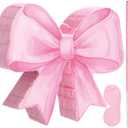 Threan Bow Piata Bow Party Piata with Bat Stick Blindfold Mask Conquette Birthday Centerpieces Decorations for Bridal Shower Wedding Anniversary Engagement Supplies(Pink)