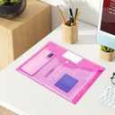 VANRA 12 Pack Plastic Envelopes Poly Envelope Clear Document Folders File Envelopes with Snap Button and Label Pocket for Office School A4 Letter Size Paper Storage, 6 Colors
