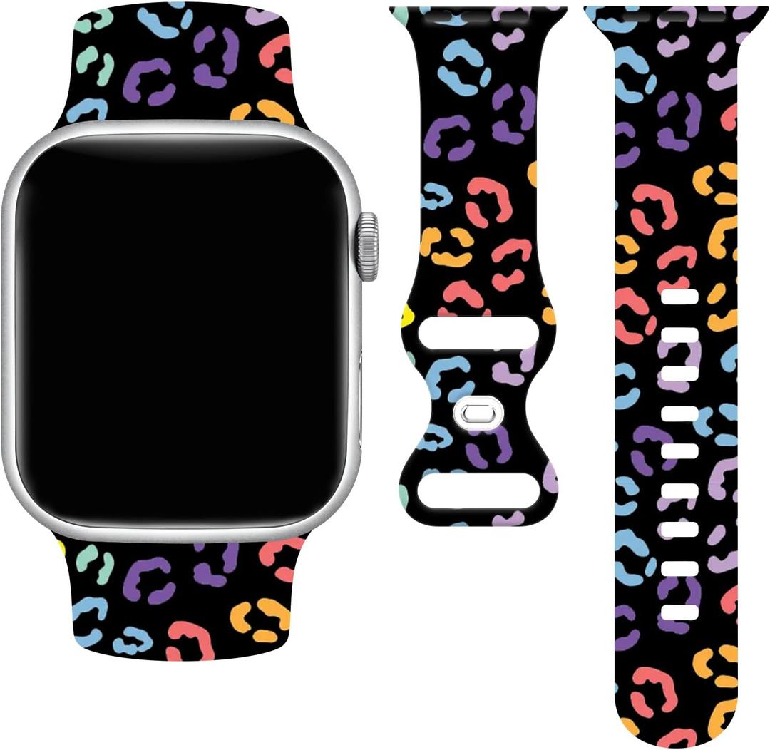 Zebra Leopard Watch Band Compatible with Apple Watch 38mm 40mm 41mm 42mm 44mm 45mm 49mm, IWatch Bands Wristbands Soft Silicone Strap Adjustable Replacement for All Series Women Men